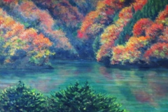 宮ケ瀬湖錦秋（油彩、F8 455×380cm、￥60,000 額なし）